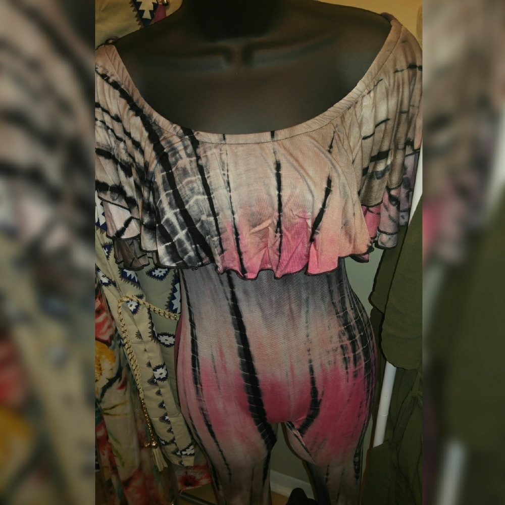 Pink/Black tie dye jumpsuit - Picture 3 of 5